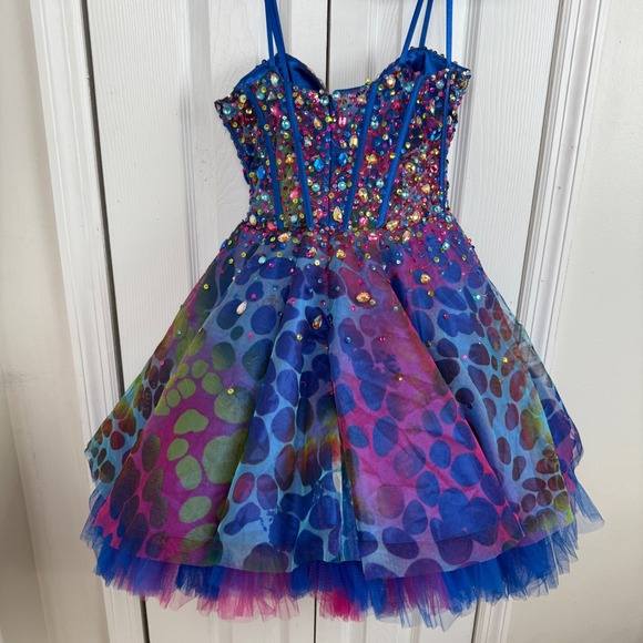 Jovani Beaded Rhinestone Corset Dress Sz 4 Prom Pageant Y2K Sparkle Tulle - Picture 5 of 11